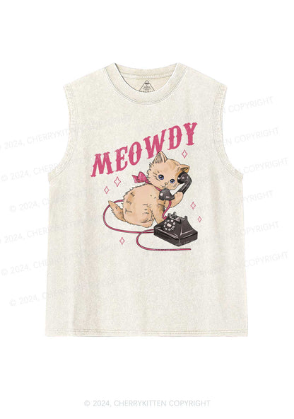 Meowdy Kitten Y2K Washed Tank Cherrykitten