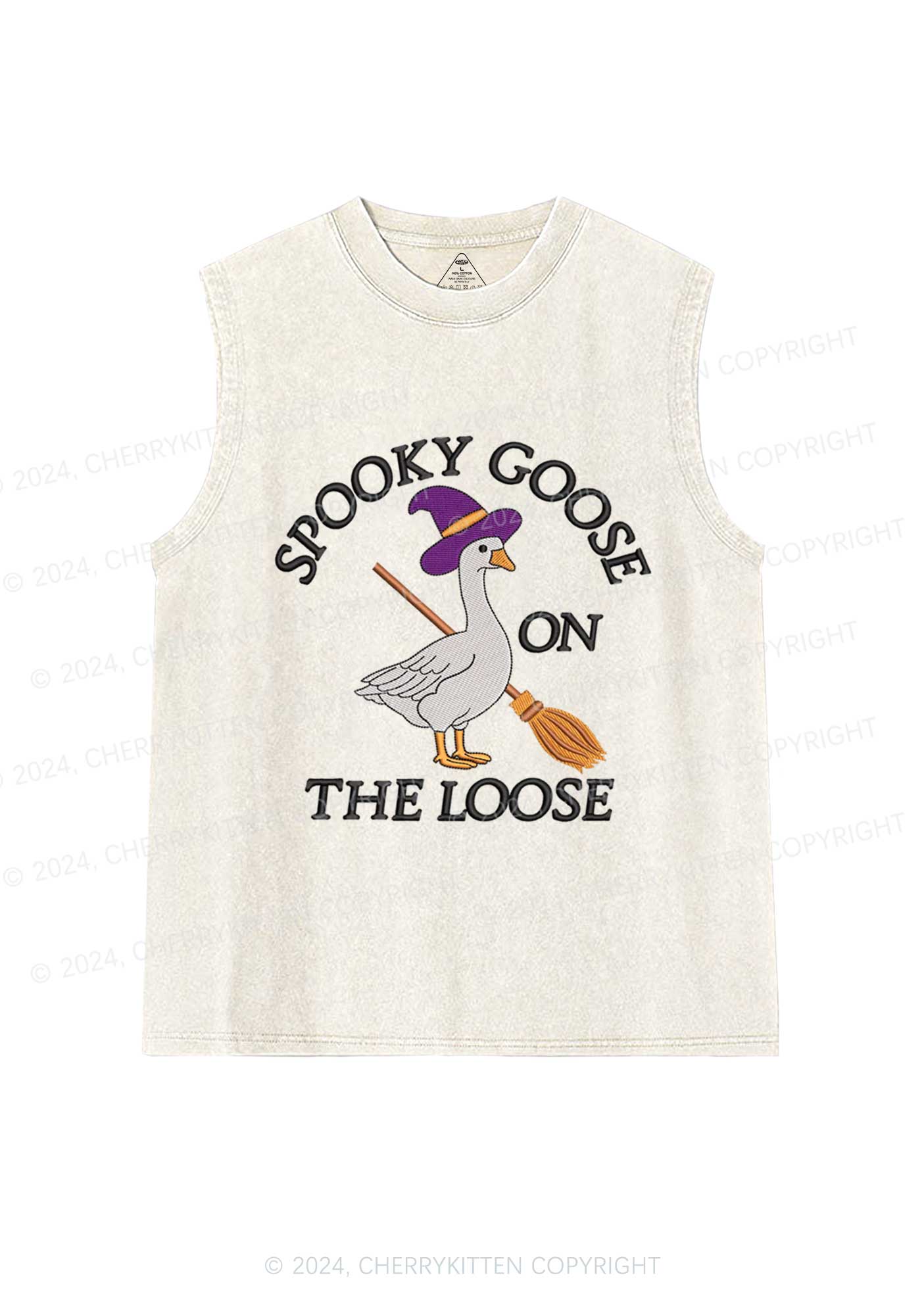 Halloween Spooky Goose Y2K Washed Tank Cherrykitten