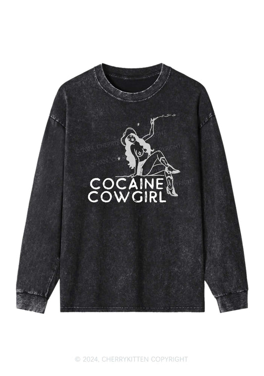 Cola Cowgirl Y2K Washed Long Sleeves Cherrykitten