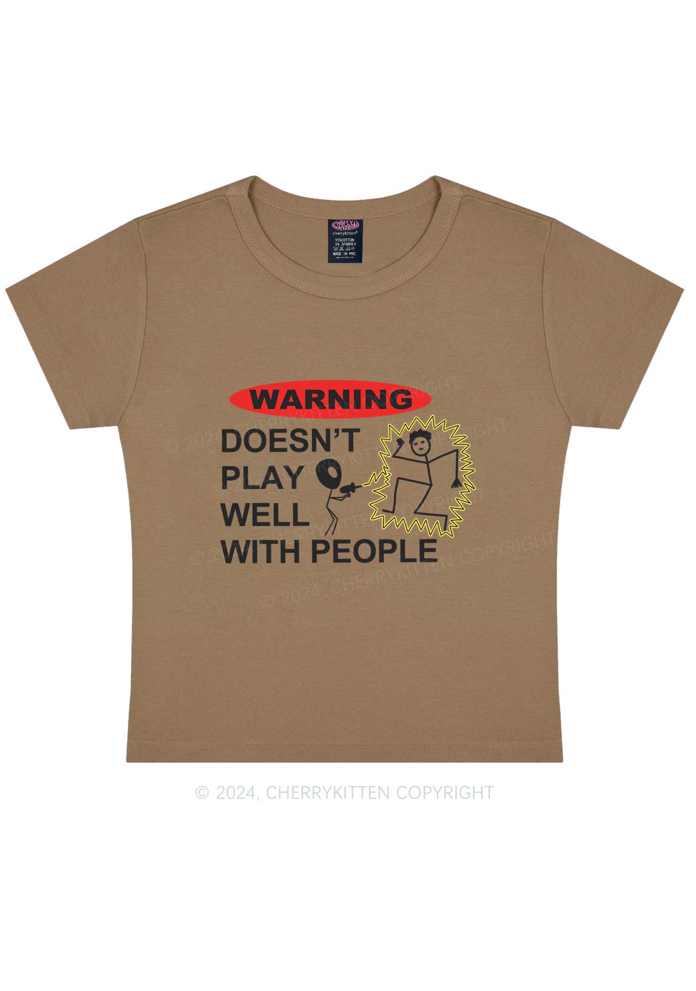 Play Warning Y2K Baby Tee Cherrykitten