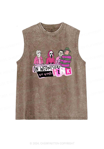 Halloween On Wednesday We Wear Pink Y2K Washed Tank Cherrykitten