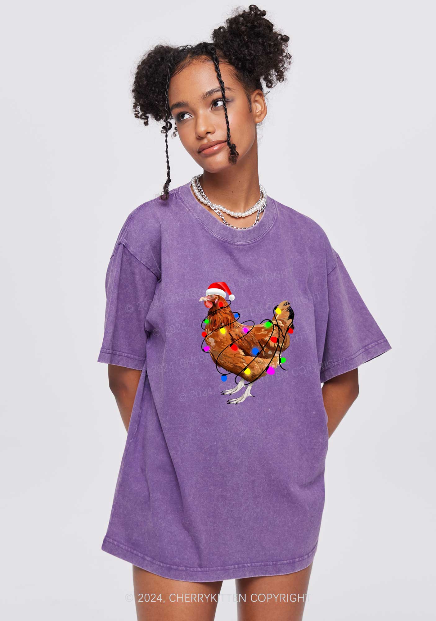 Christmas Hen Y2K Washed Tee Cherrykitten