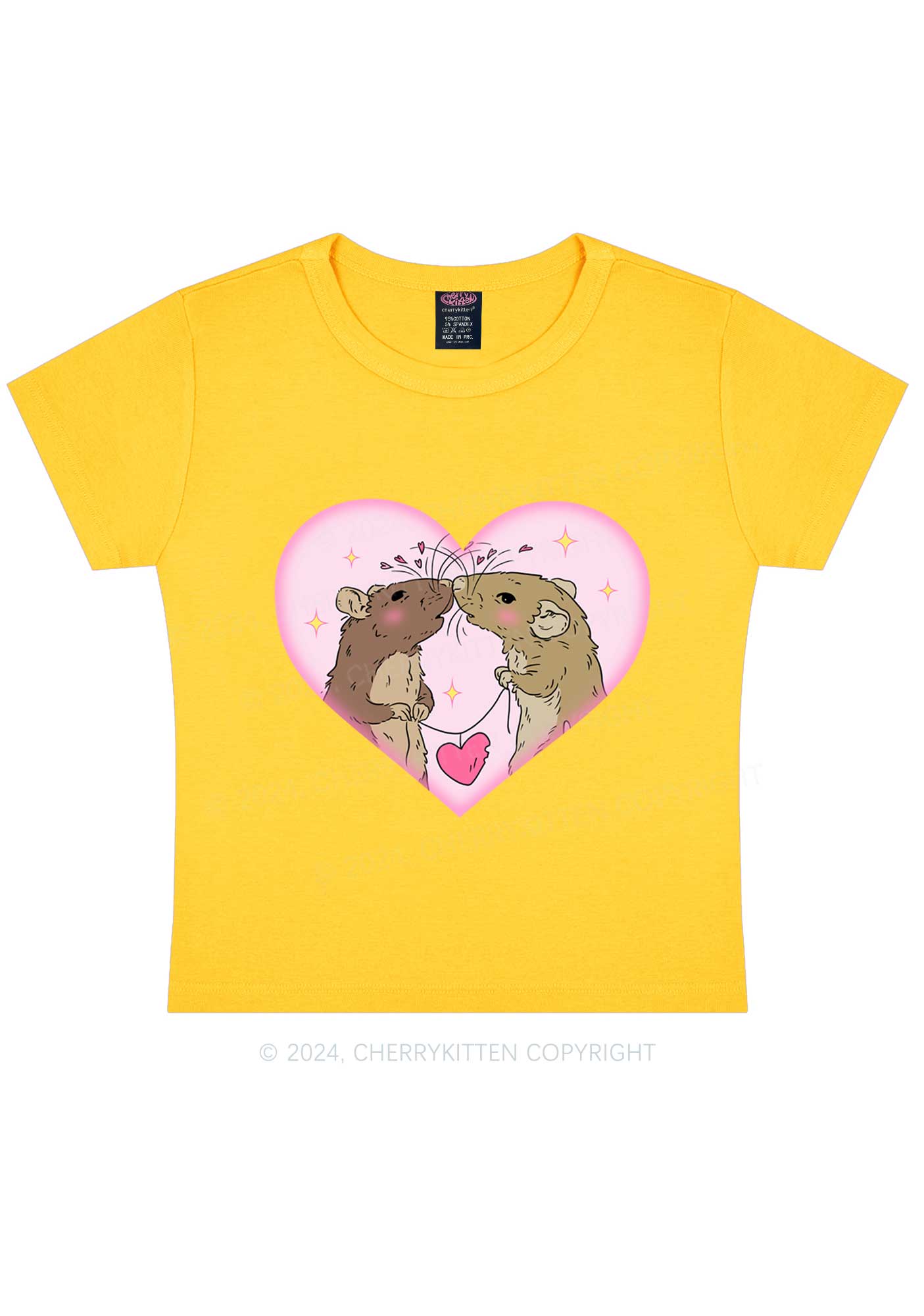 Two Rats Kiss Y2K Valentine's Day Baby Tee Cherrykitten