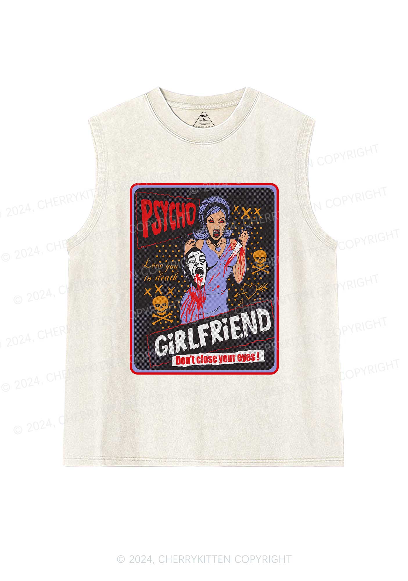 Halloween Psycho Girlfriend Y2K Washed Tank Cherrykitten