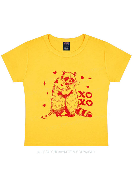 Raccoon XOXO Y2K Valentine's Day Baby Tee Cherrykitten