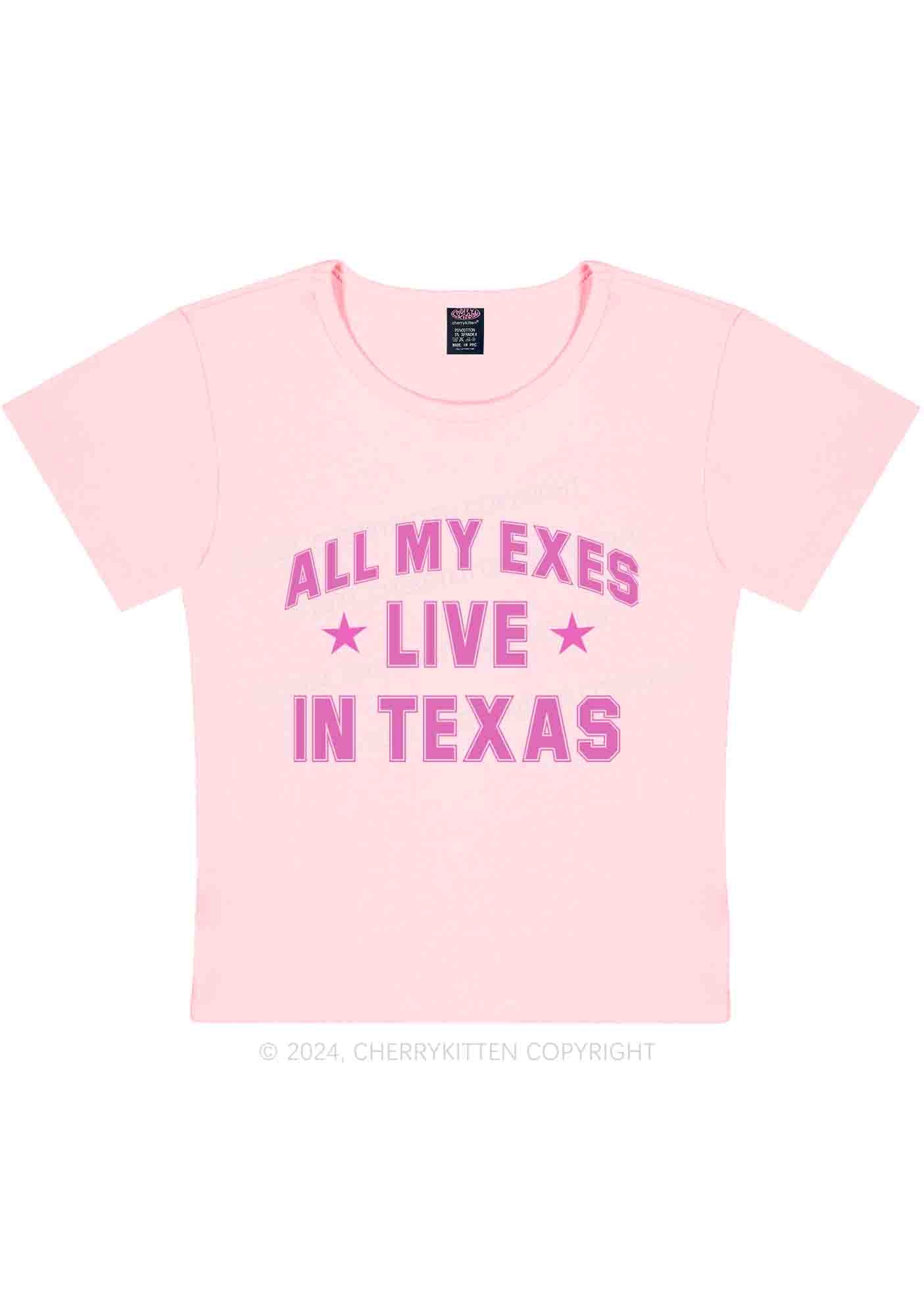 Custom My Exes Live In Texas Y2K Baby Tee Cherrykitten