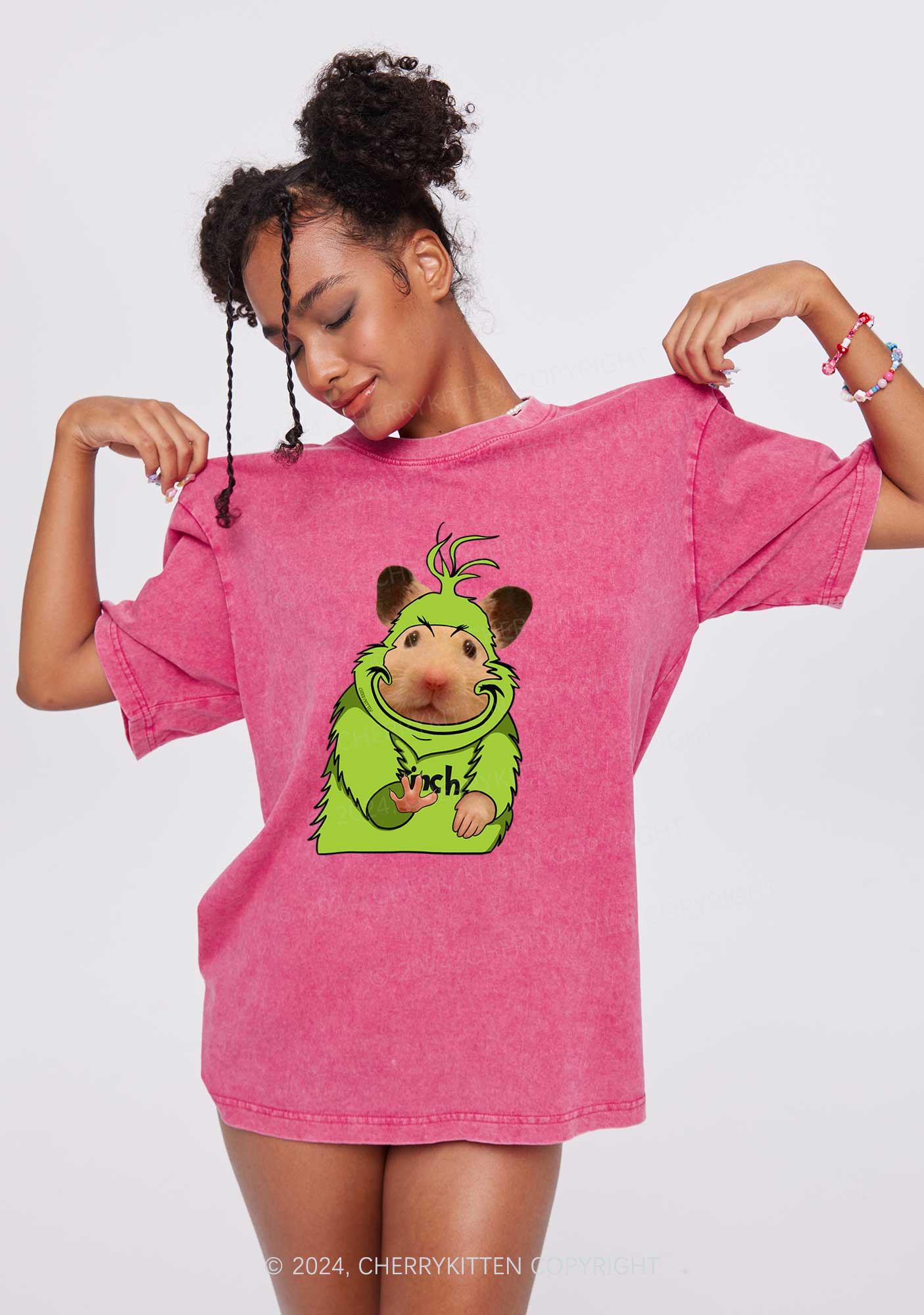 Christmas Green Ratz Y2K Washed Tee Cherrykitten