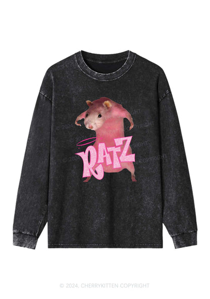 Pink Ratz Y2K Washed Long Sleeves Cherrykitten