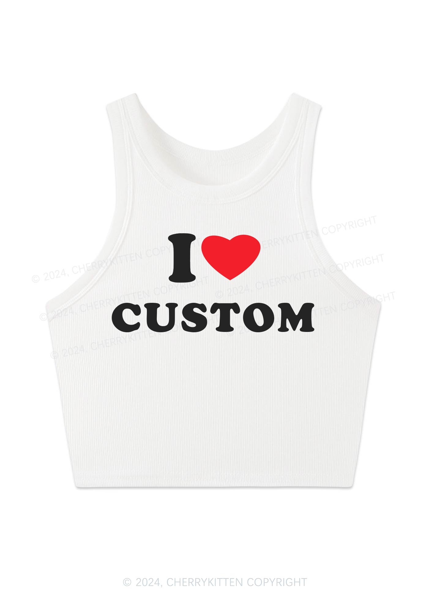 I Love Custom Personalized Y2K Crop Tank Top Cherrykitten