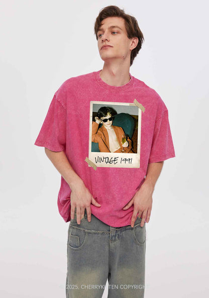 Custom Vintage Photo And Year Y2K Washed Tee Cherrykitten