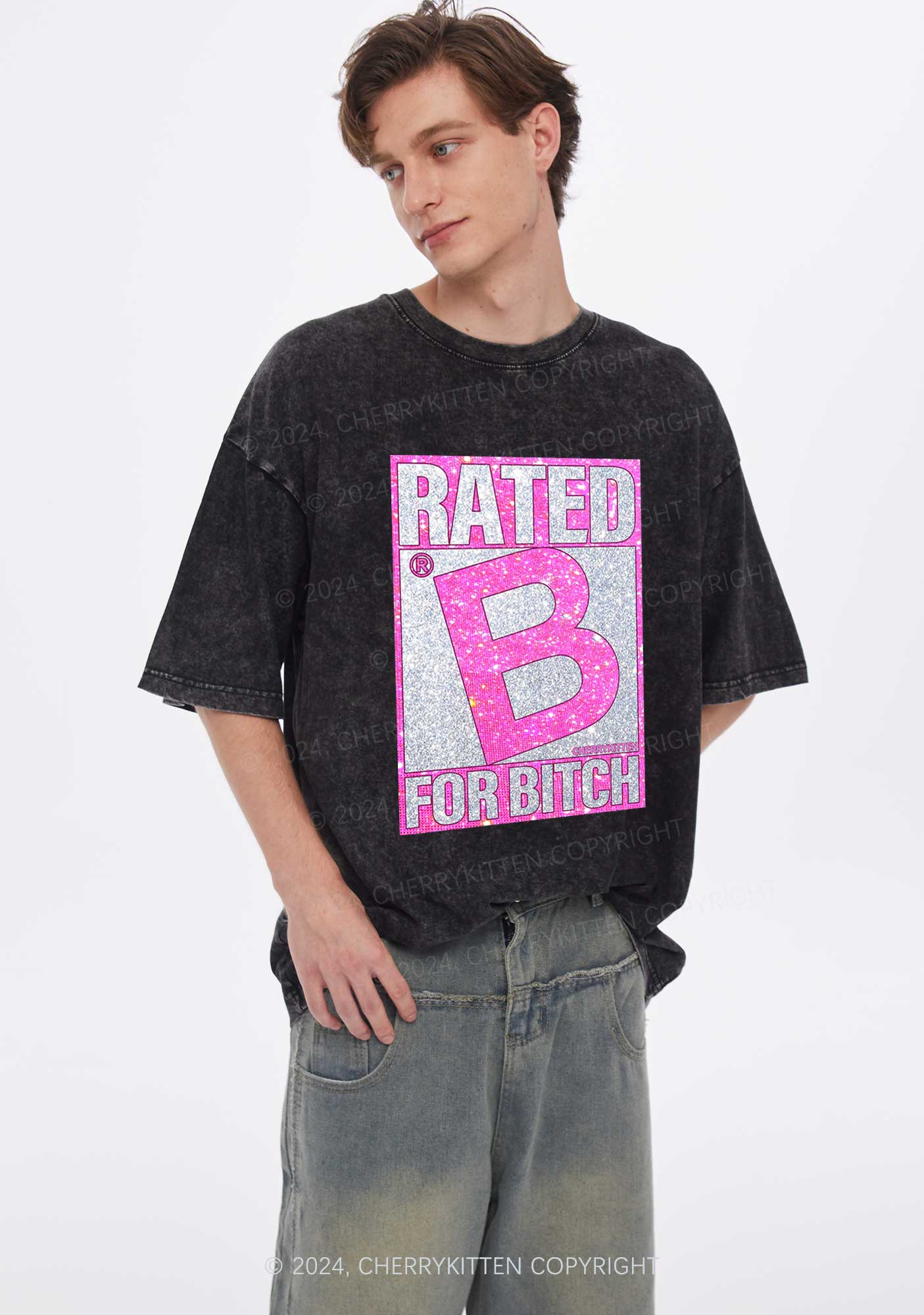 Rated For Bxxch Y2K Washed Tee Cherrykitten