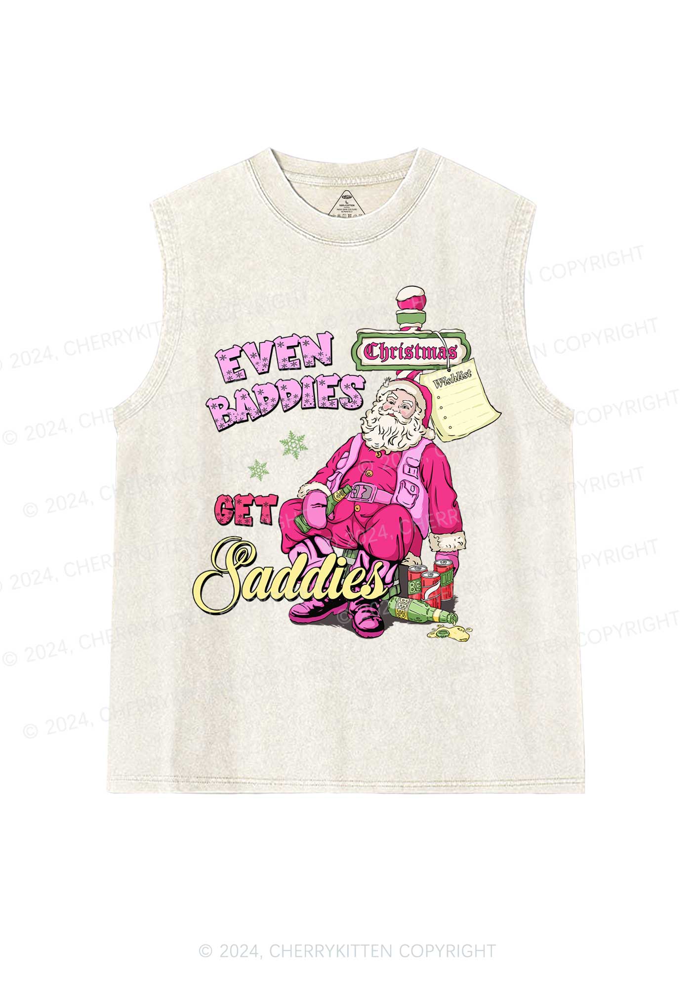 Christmas Baddies Santa Y2K Washed Tank Cherrykitten