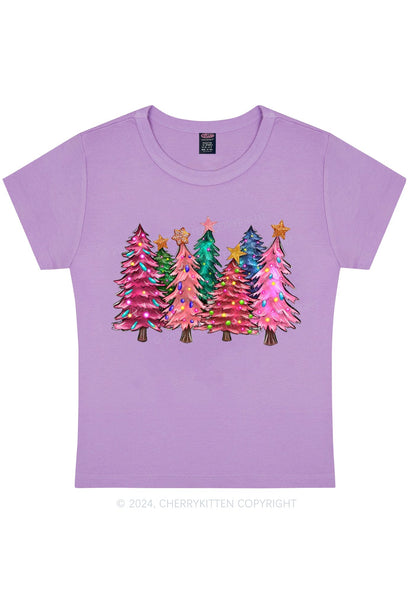 Christmas Pink Tree Y2K Baby Tee Cherrykitten