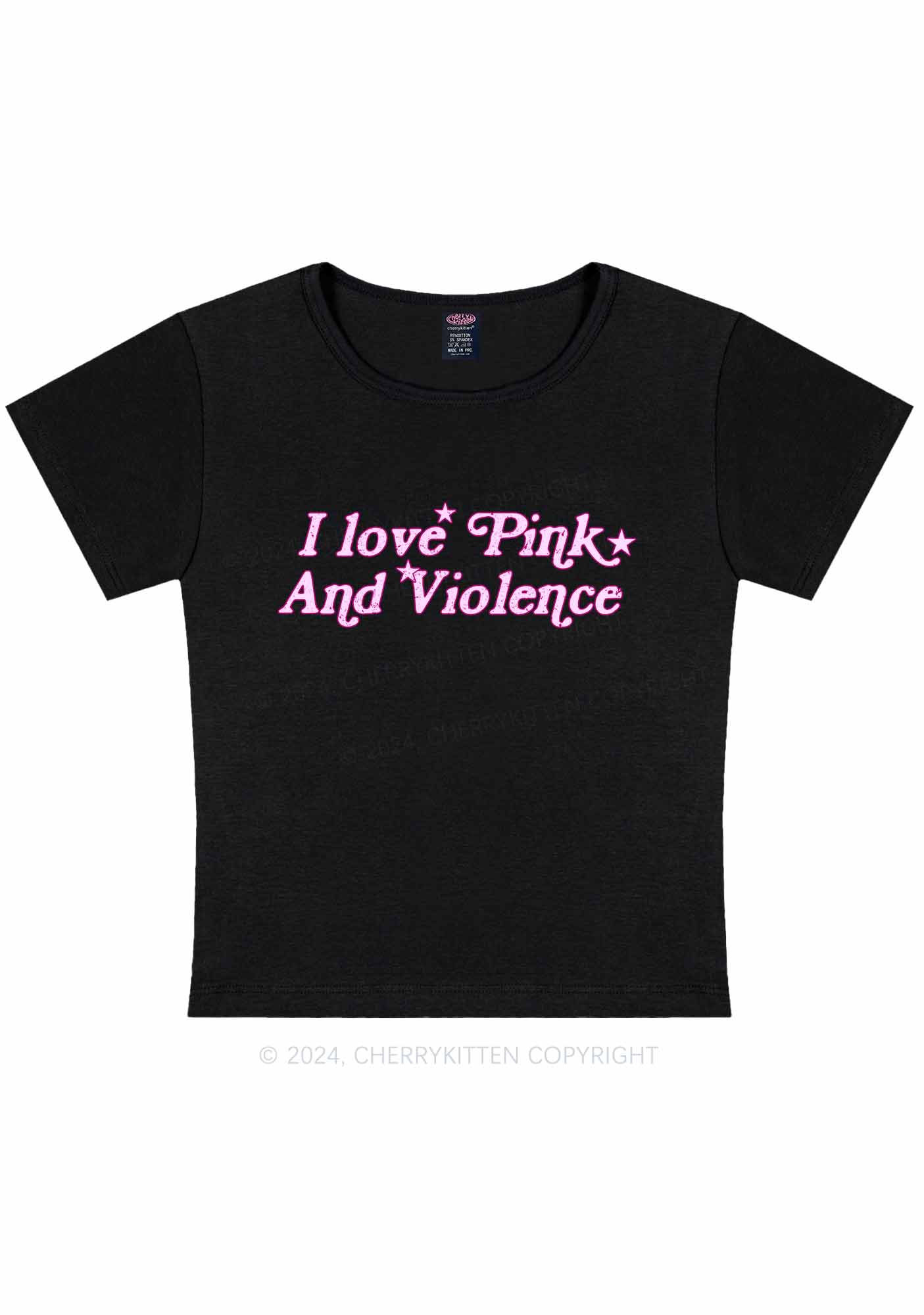 I Love Pink Y2K Baby Tee Cherrykitten