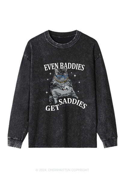 Even Baddies Get Saddies Y2K Washed Long Sleeves Cherrykitten