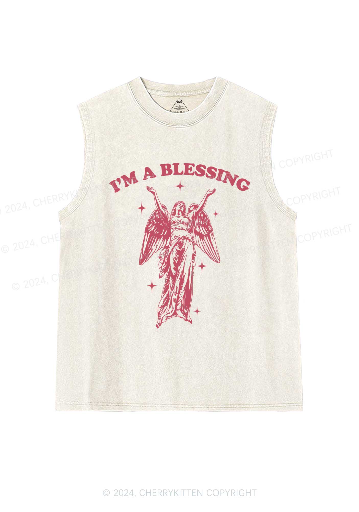 I'm A Blessing Y2K Washed Tank Cherrykitten