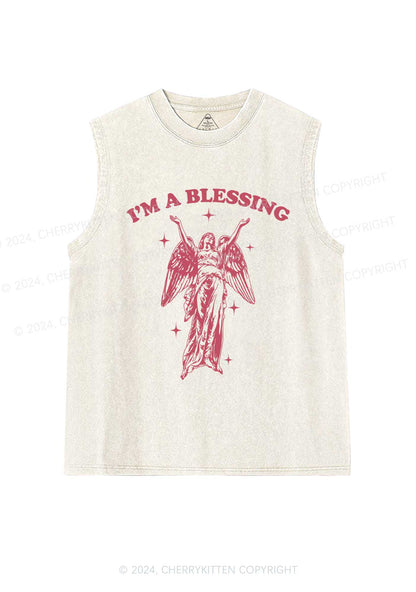 I'm A Blessing Y2K Washed Tank Cherrykitten