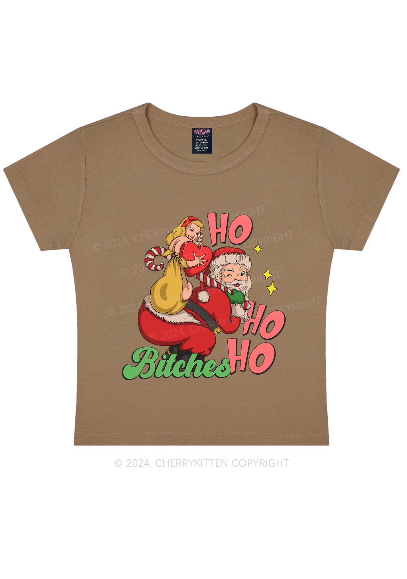 Christmas Ho Ho Ho Bxxches Y2K Baby Tee Cherrykitten