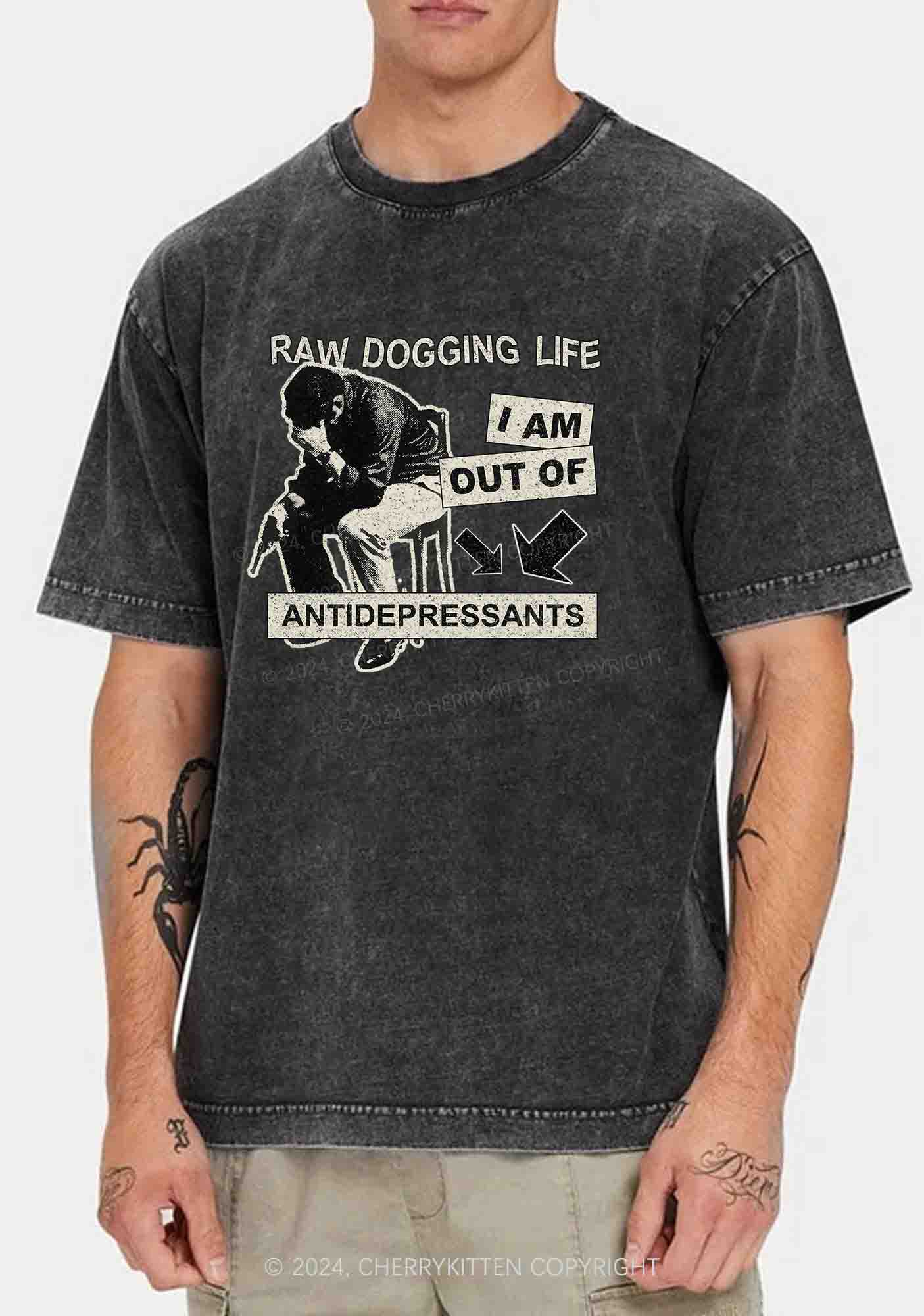 Out Of Antidepressants Y2K Washed Tee Cherrykitten