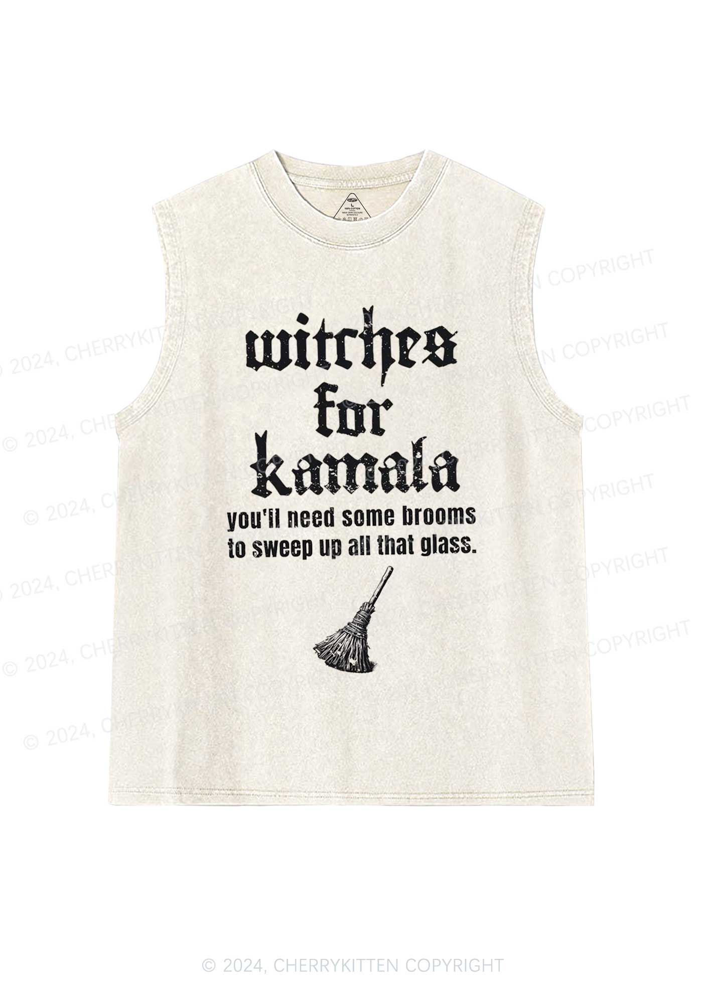 Halloween Witches for Kamala Y2K Washed Tank Cherrykitten