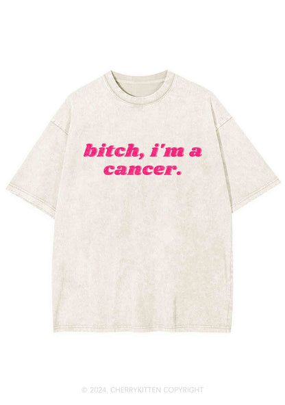 Bxtch I'm A Custom Zodiac Y2K Washed Tee Cherrykitten