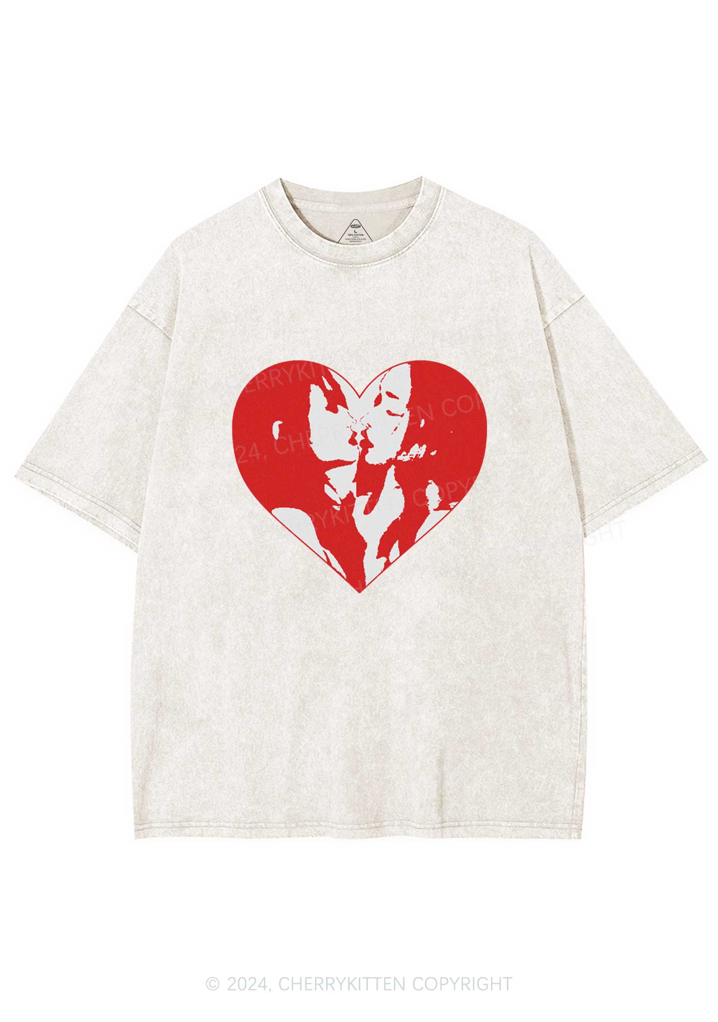 Kiss Girl Y2K Valentine's Day Washed Tee Cherrykitten