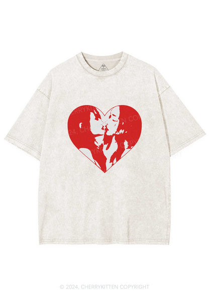 Kiss Girl Y2K Valentine's Day Washed Tee Cherrykitten