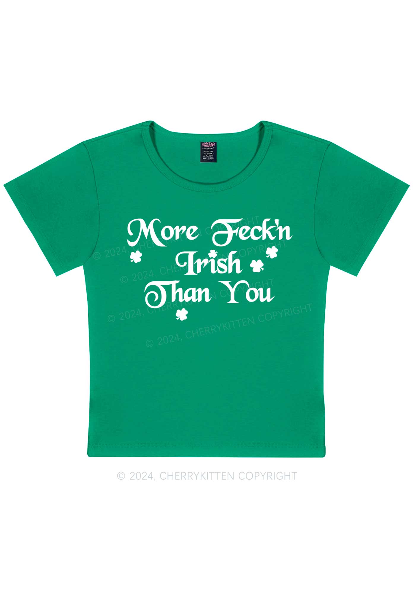 More Feckn Irish Than You St Patricks Y2K Baby Tee Cherrykitten