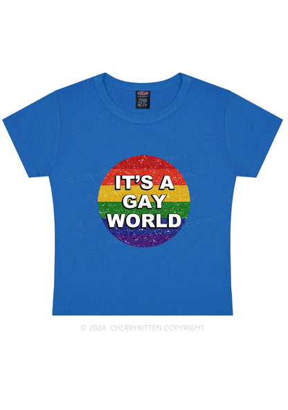 It's A Gay World Y2K Baby Tee Cherrykitten