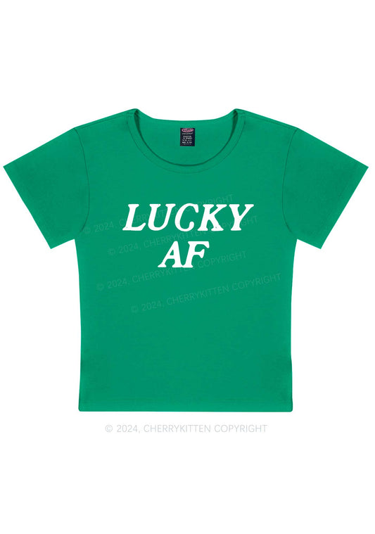 Lucky AF St Patricks Y2K Baby Tee Cherrykitten