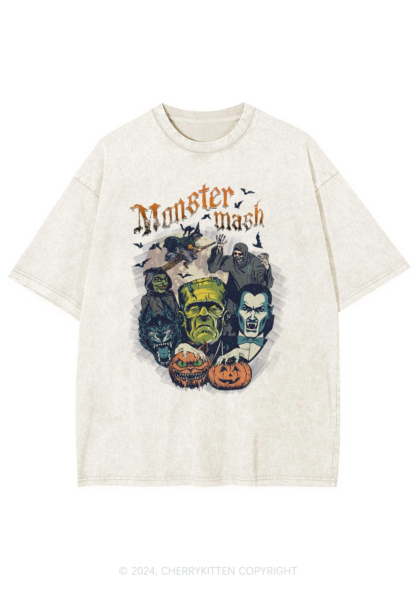 Halloween Monster Mash Y2K Washed Tee Cherrykitten