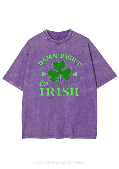 Damn Right Im Irish St Patricks Y2K Washed Tee Cherrykitten