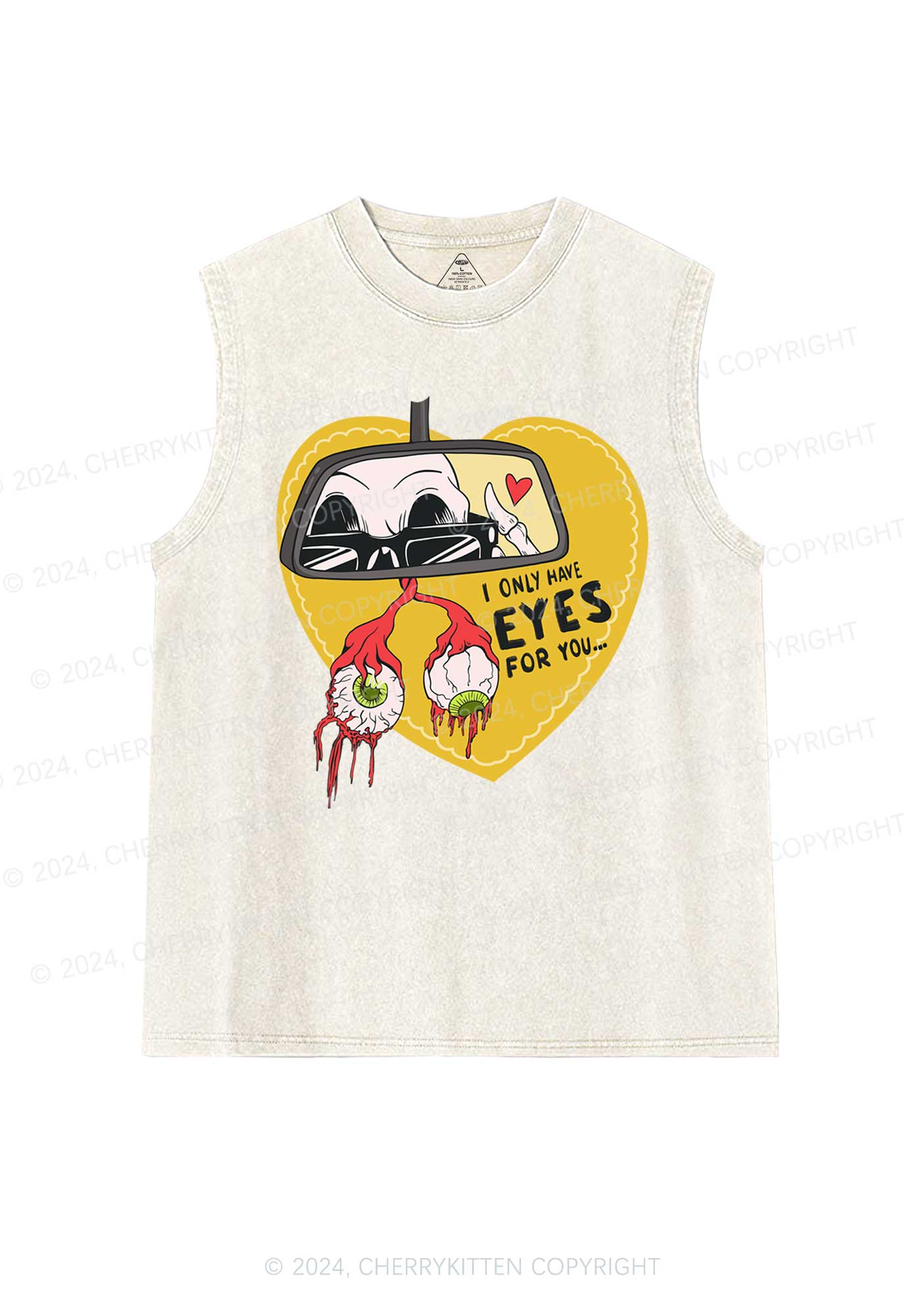 Halloween Eyes For You Y2K Washed Tank Cherrykitten