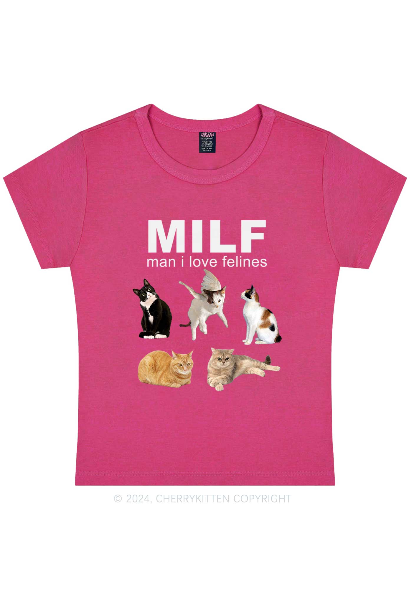 Curvy Mxxf Felines Y2K Baby Tee Cherrykitten