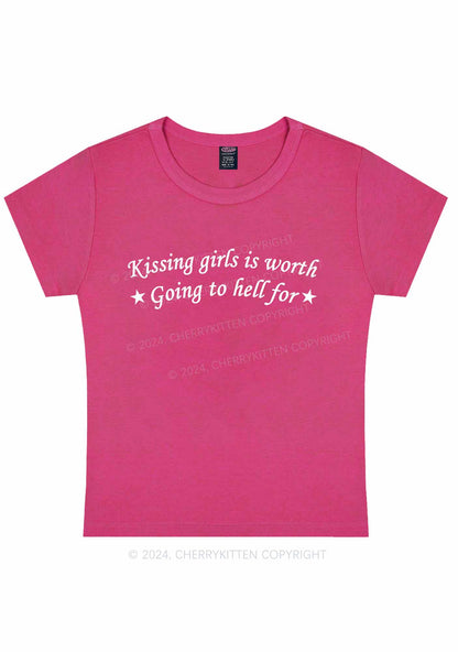 Curvy Kissing Girls is Worth Y2K Baby Tee Cherrykitten