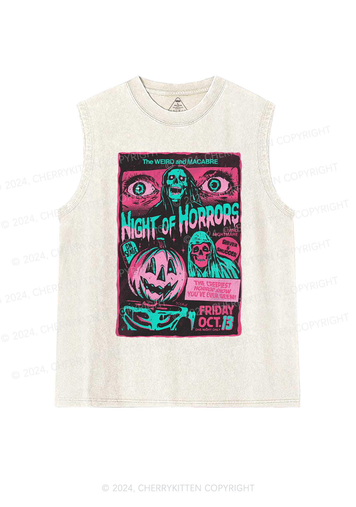 Halloween Nights Of Horrors Y2K Washed Tank Cherrykitten