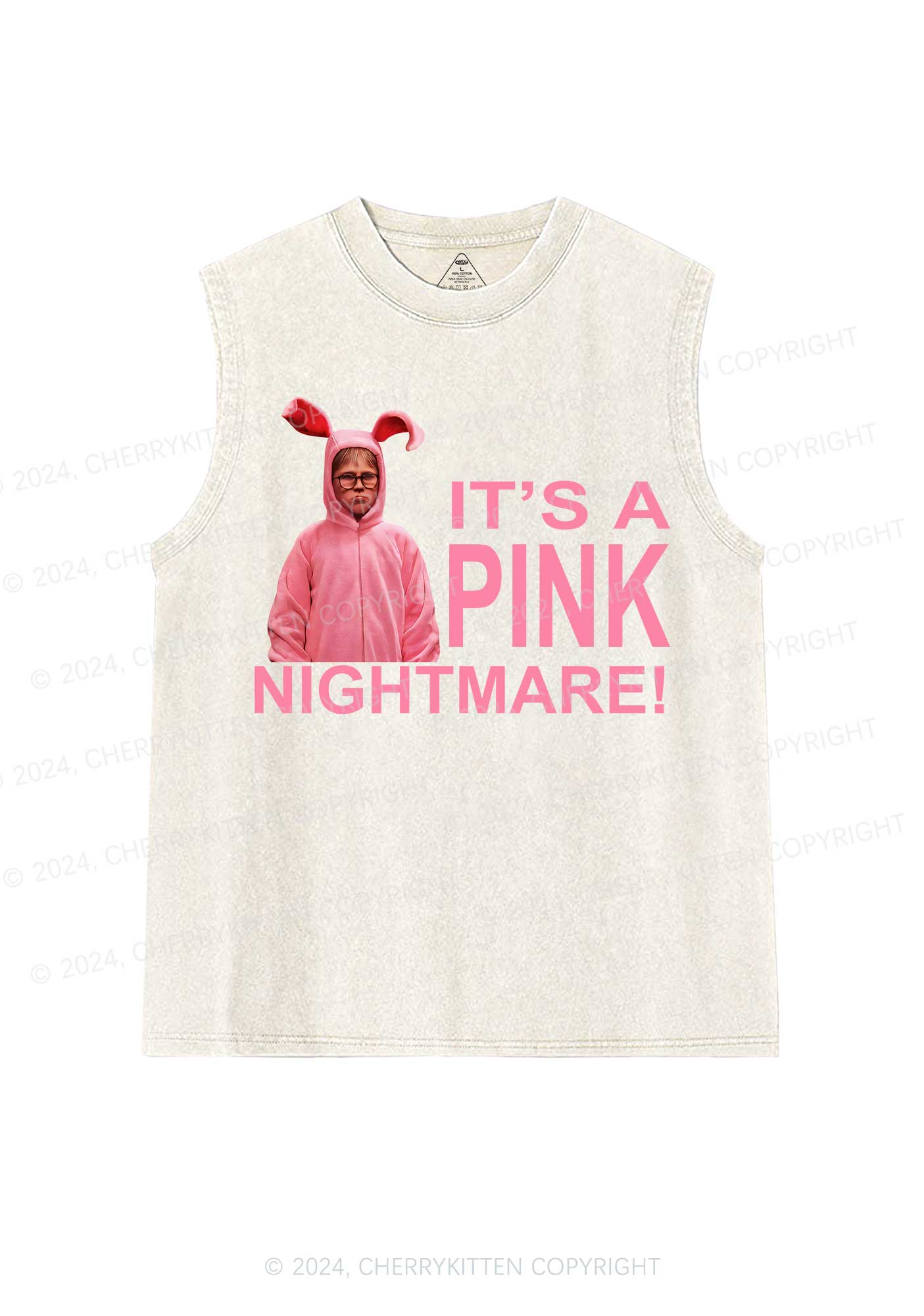 Christmas Pink Nightmare Y2K Washed Tank Cherrykitten