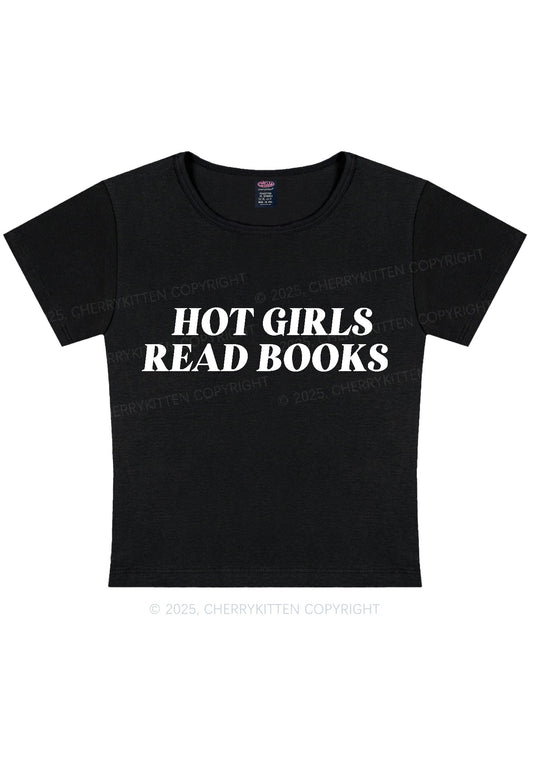 Hot Girls Read Books Y2K Baby Tee Cherrykitten