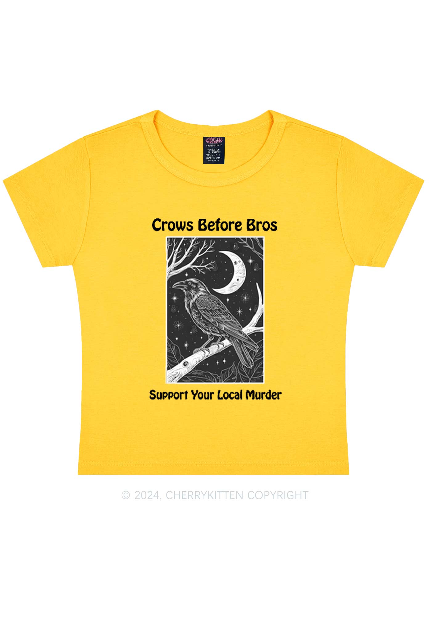 Halloween Crows Murder Y2K Baby Tee Cherrykitten