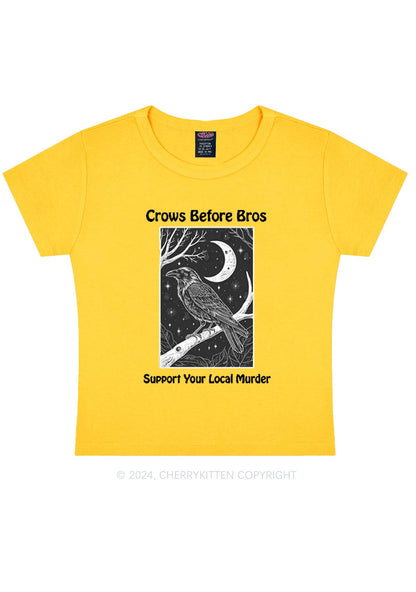 Halloween Crows Murder Y2K Baby Tee Cherrykitten