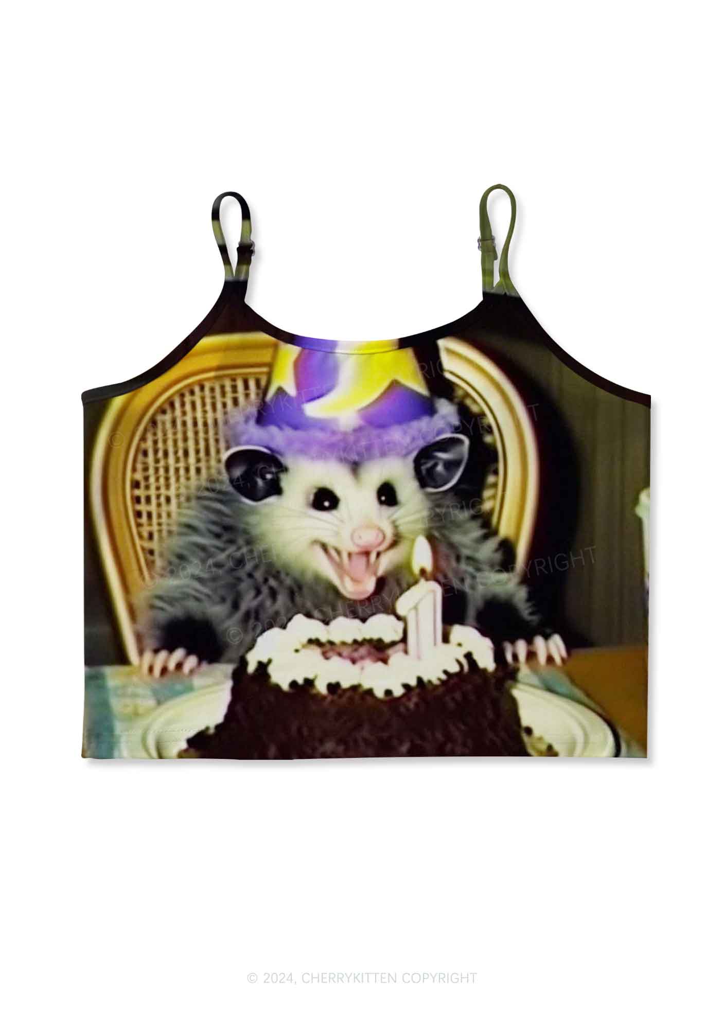 Birthday Rat Y2K Print Cami Crop Top Cherrykitten