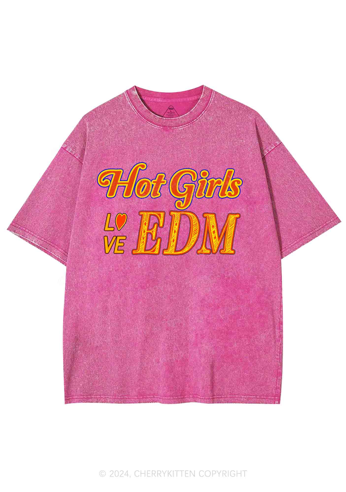 Hot Girls Love Edm Y2K Washed Tee Cherrykitten