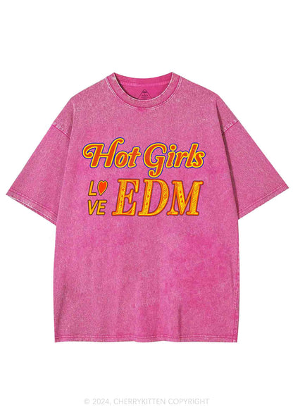 Hot Girls Love Edm Y2K Washed Tee Cherrykitten