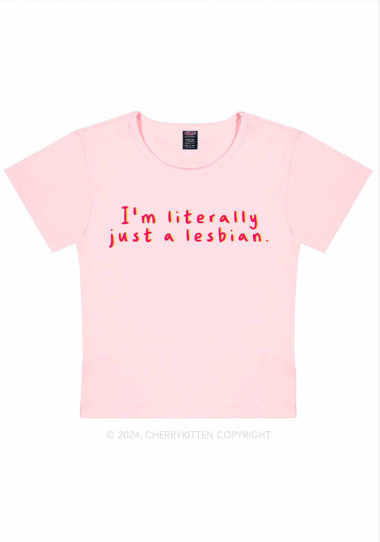 Just A Lesbian Y2K Baby Tee Cherrykitten