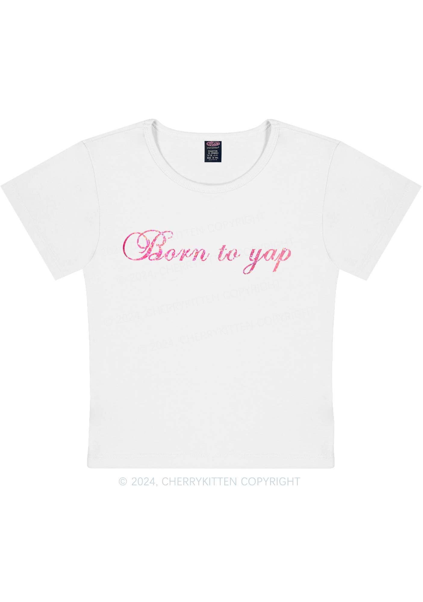 Glitter Born To Yap Y2K Baby Tee Cherrykitten