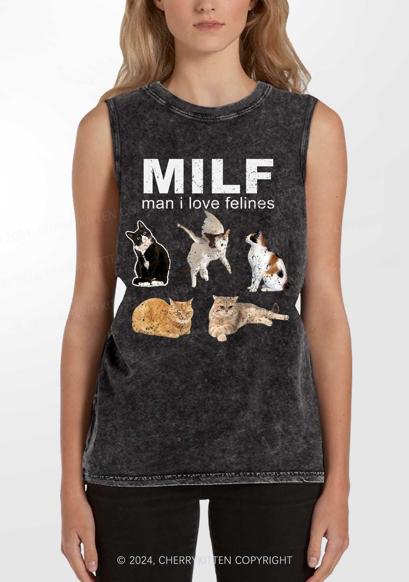 Mxxf Felines Y2K Washed Tank Cherrykitten