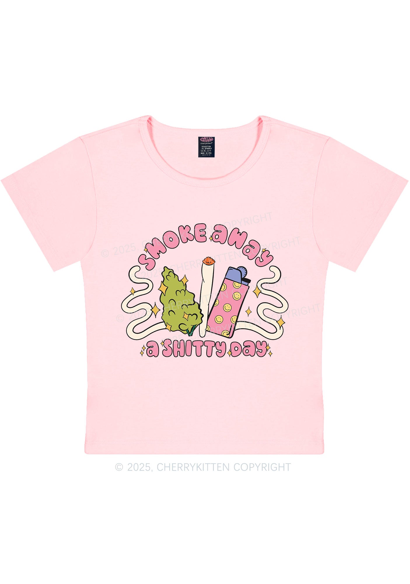 Smoke Away A Shixxy Day Y2K Baby Tee Cherrykitten