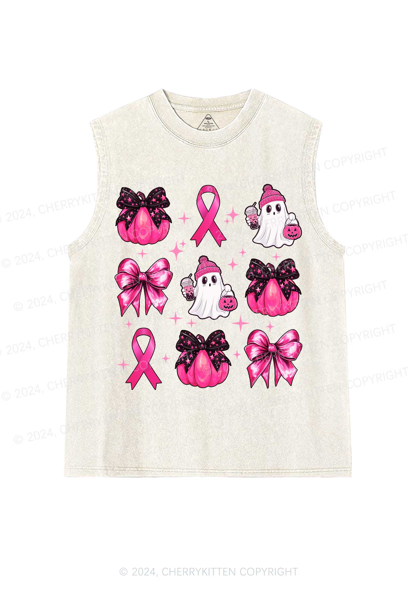 Halloween Pink Pumpkin Y2K Washed Tank Cherrykitten