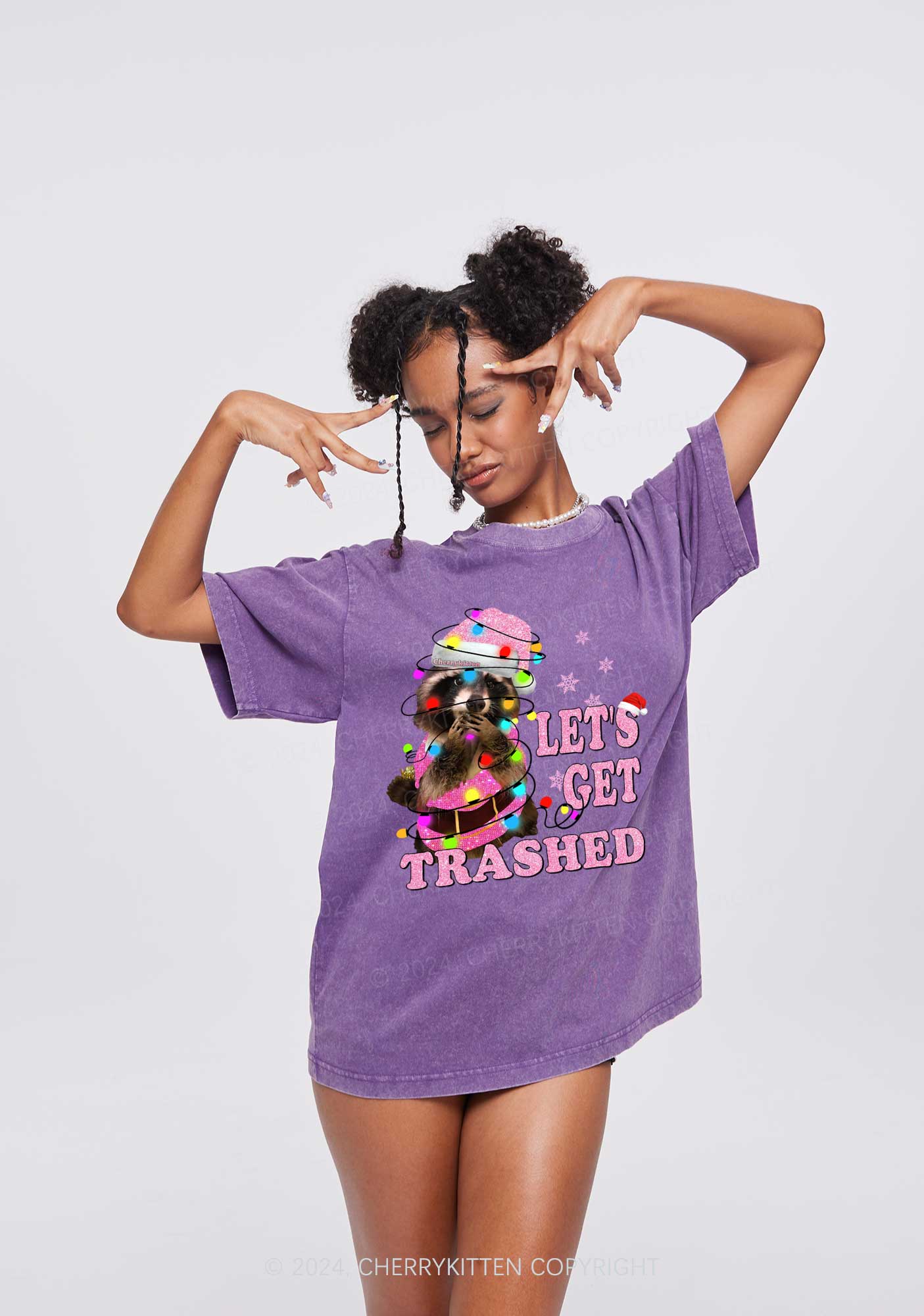 Christmas Let's Get Trashed Y2K Washed Tee Cherrykitten