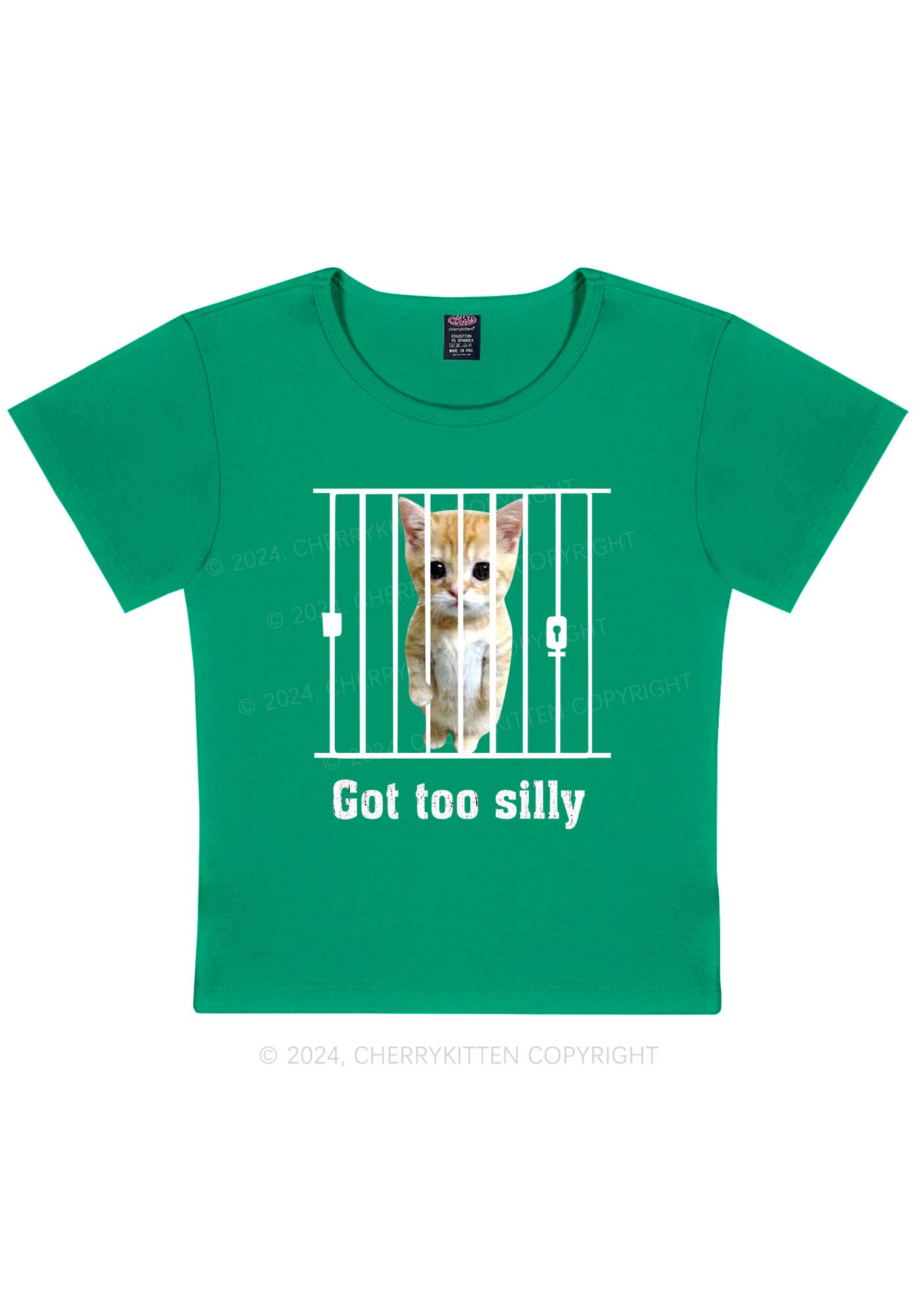 Got Too Silly Cat Y2K Baby Tee Cherrykitten